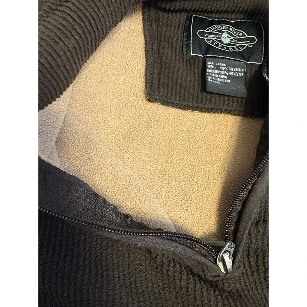 Charles River Men's 1/4 Zip Ribbed Fleece Pull Over, John Deere, Brown, Large